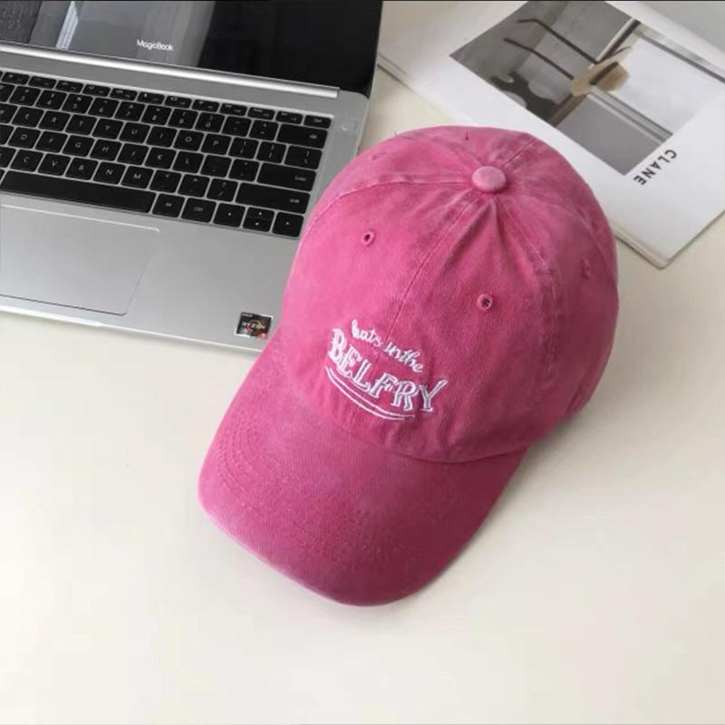 

Retro Women Baseball Cap Letter Embroidery Washed Cotton Hip Hop Snapback Caps For Men Streetwear Adjustable Duck Tongue Hat Adjustable рожевий червоний колір