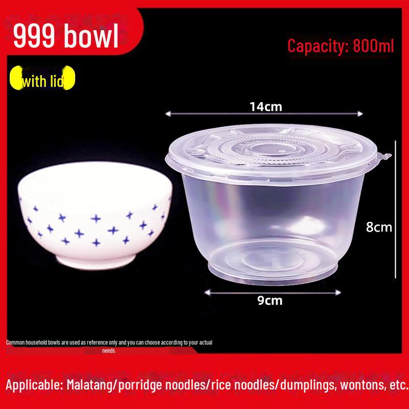 Round Disposable Plastic Bowl with Lid for Fresh-Keeping