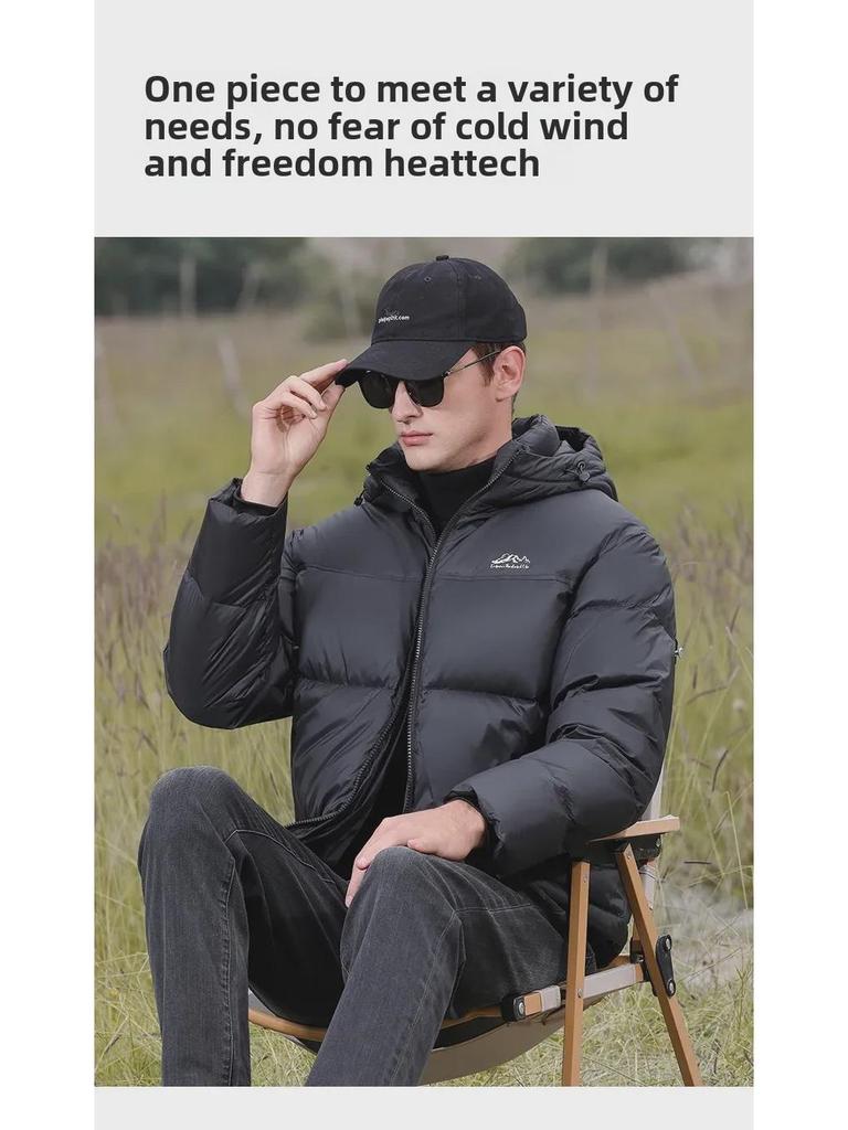Kurze Daunenjacke für Herren im Winter – 90 % Daunen, dick und warm