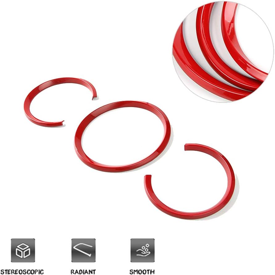 GTINTHEBOX 3 Pcs Red Dashboard Edge Decoration Trim Ring for 2014-up Porsche Macan