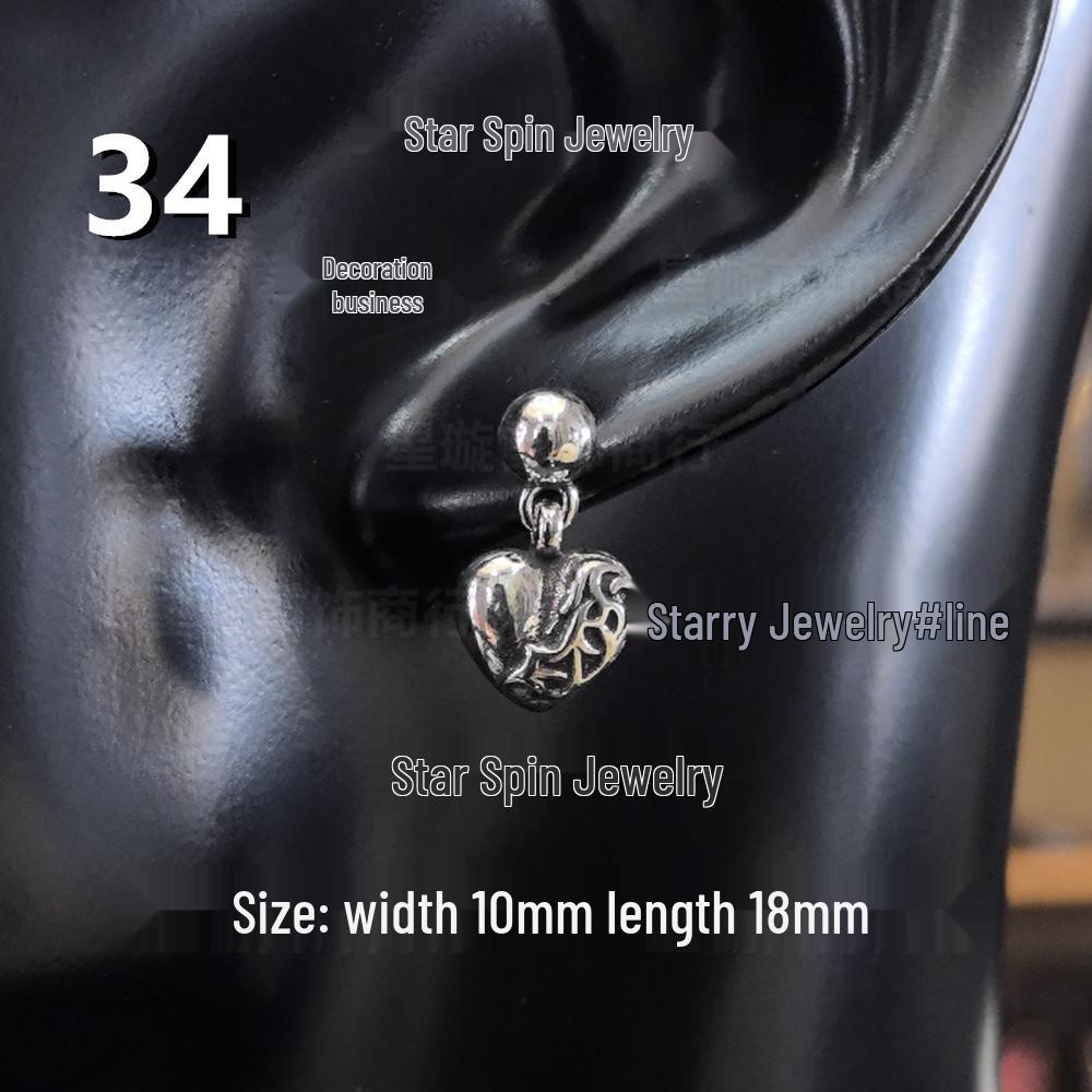 Cercei atârnători New Cross G-Dragon cu diamante colorate pentru bărbați și femei, Cupru alb, Argint thailandez, Ac din argint s925