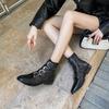 Fashion New Autumn Winter Women Boots Cow Leather Ankle Boot Fashion Rivet Belt Buckle Boots for Women Round Toe Low Heel Western Boots