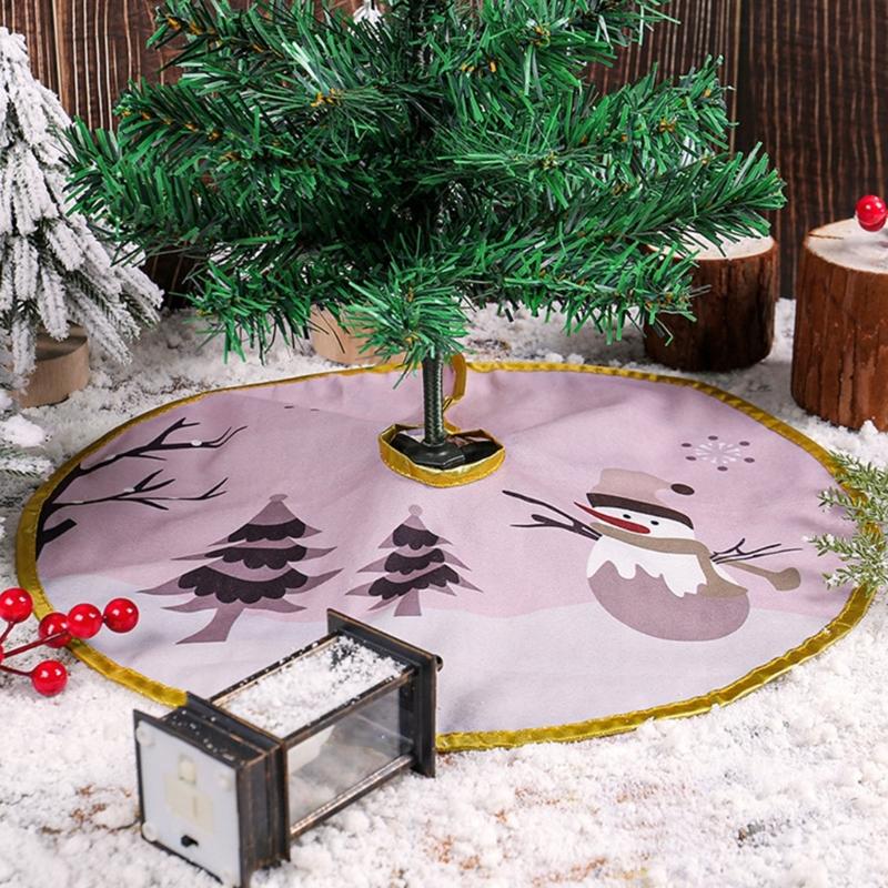 Golden Edged Christmas Tree SkirtDelicate Gold Edged Tree Skirt Embellishment Elegant Christmas Tree Base Cover