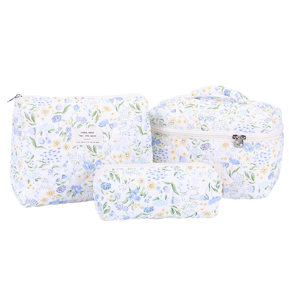 3Pcs Quilted Makeup Bag Cosmetic Organizer Bag Large Capacity Aesthetic Cosmetic Bag Cosmetic Clutch Bag Outdoor Travel Bag