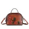 First Layer Cowhide Retro Pillow Bag Artistic Style Embossedhandbags Large Capacity with Boston Women's Bag
