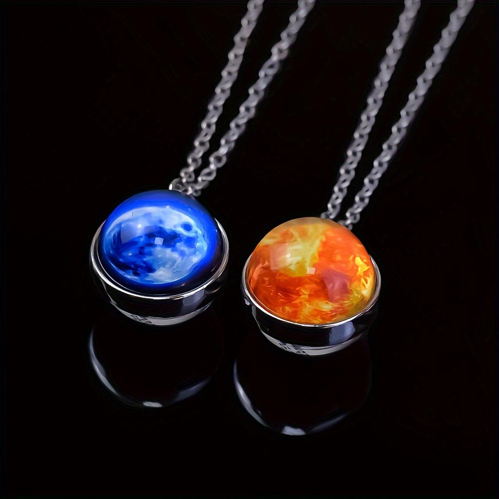 1Pc Solar System Pendant Necklace Glass Ball Pendant Necklace Jewelry Accessories Men's and Women's Gifts