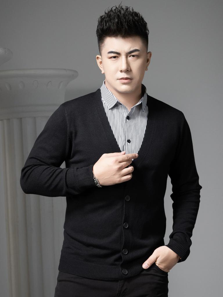 European Style Cardigan Fake Two-Piece Sweater Men's 2025 Autumn New Men's Knitwear Business Casual Base Shirt