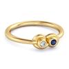 Blue Sapphire Round Dual Stone Stackable Ring - 925  Sterling Silver Gold Vermeil