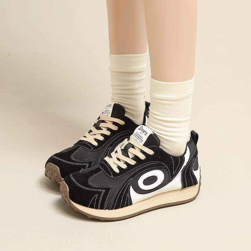 Platform-soled Dexun Women's Shoes, New Korean Version In Autumn 2025, New Color Matching Casual Sports Shoes, Flat-heeled Retro Board Shoes