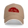 Red Sports Car Logo Black Baseball Cap with White Trim Classic Adjustable Fit for Automotive Enthusiasts and Streetwear Fans