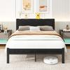 140x200 Cm Metal Frame with Storage Headboard, Single Metal Platform Bed Frame, Noise-Free, Metal Base Frame, No Box Spring Needed, Black