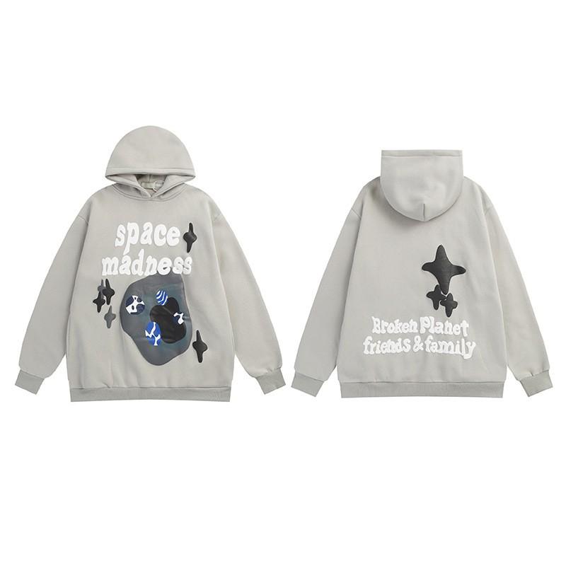 Mens Oversized Hoodie With Retro Moon Print Streetwear Sweatshirt Winter
