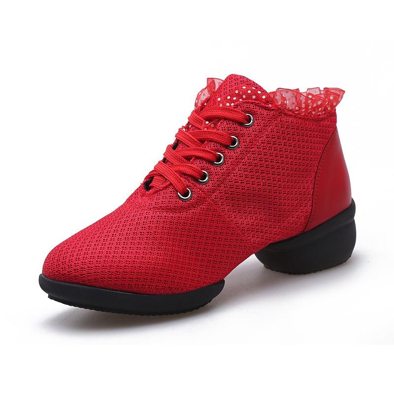 Breathable Mesh Rubber Sole Short Boots Sailor Dance Shoes Lace Up Soft Sole Latin Practice Shoes Teacher Shoes Square Dance Shoes