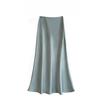 Women's High Waist Glossy Satin Mermaid Midi Skirt
