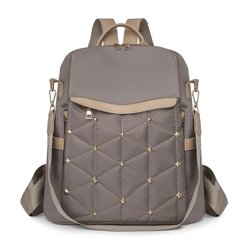 New embroidered rhombus casual backpack large capacity casual backpack commuter women s bag хаки
