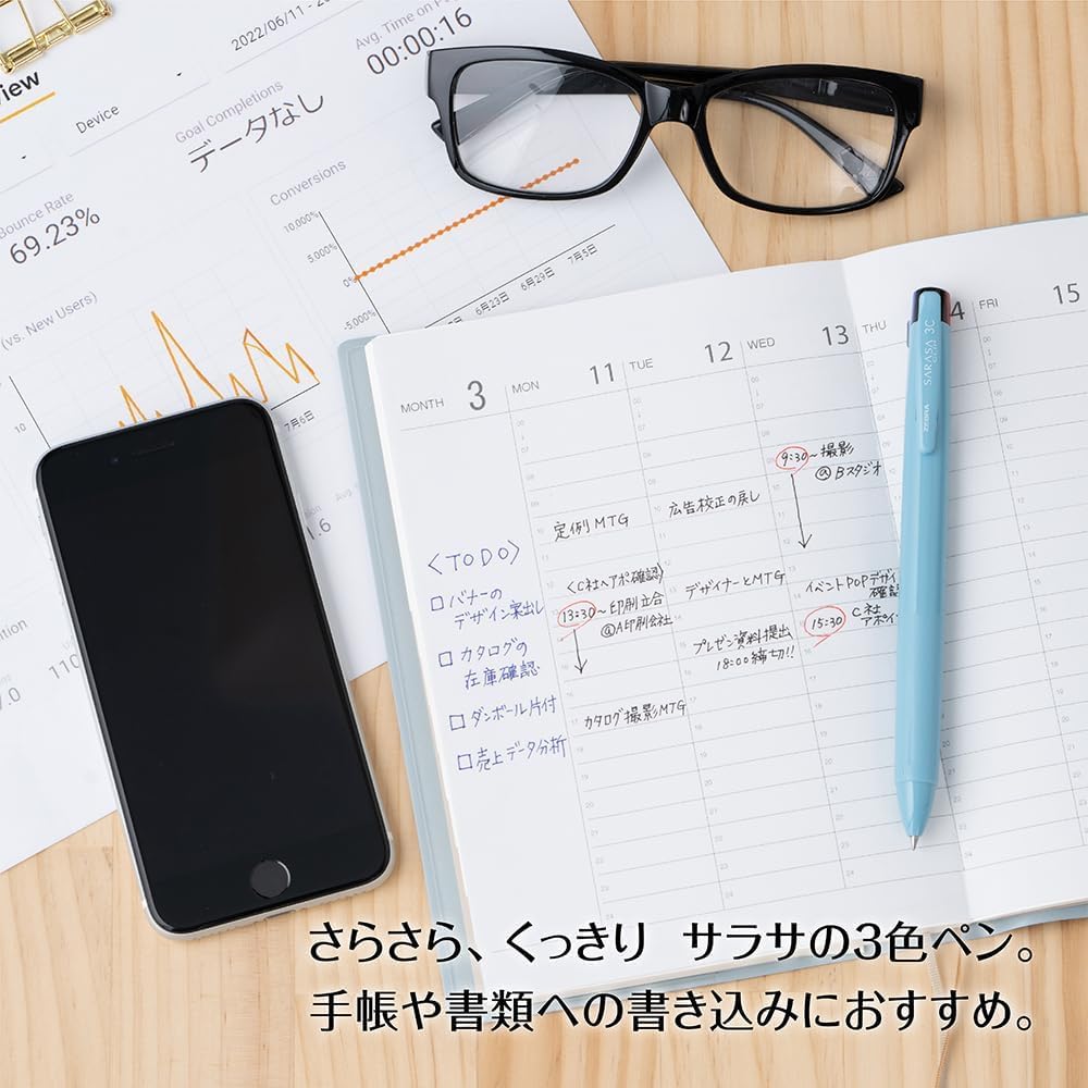 Zebra Sarasa Clip 3C Ballpoint Red Includes 3 Black 0.4mm 3-Color Pen, Barrel, Refills, J3JS5-R-JK4BK-AZ