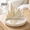 Christmas Jewelry Tray Winter Village Tray, 3D Printed Snow House Pine Tree Decorative Dish, Wonderland Desk Decor Mini Desktop Organizer for Key Ring
