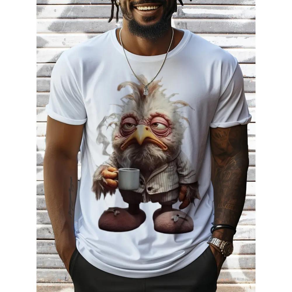 Sommer Herren Outdoor Freizeit Atmungsaktives T-Shirt Kurzarm Cartoon Tier 3D Gedrucktes Muster Groß Übergröße Locker Herren Kinder T-Shirt