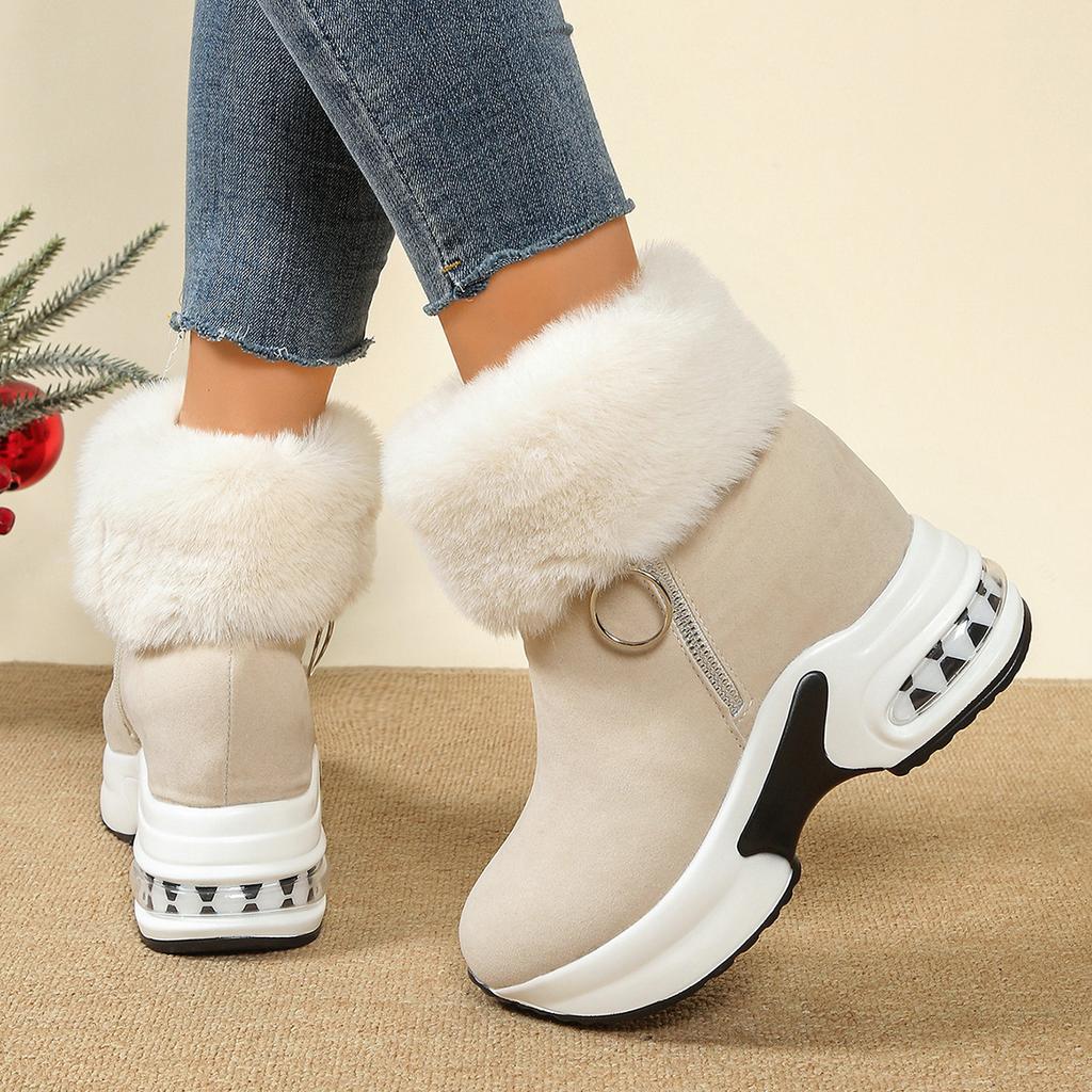 35-43 Plus Size Shoes for Women Winter Fashion Short Plush Warm Round Toe Comfortable Non-slip Platform Wedges Ankle Snow Boots