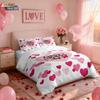 3pcs Valentine's Day Pink Romantic Love Printed Coreless Down Duvet Cover Set Multi Size Bedding Holiday Decoration