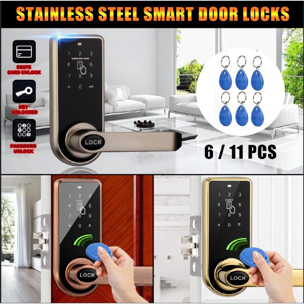 Home Security Smart Code Door Lock Keypad Card Intelligent Digital Keyless I-way Zinc Alloy Stainless steel Silver