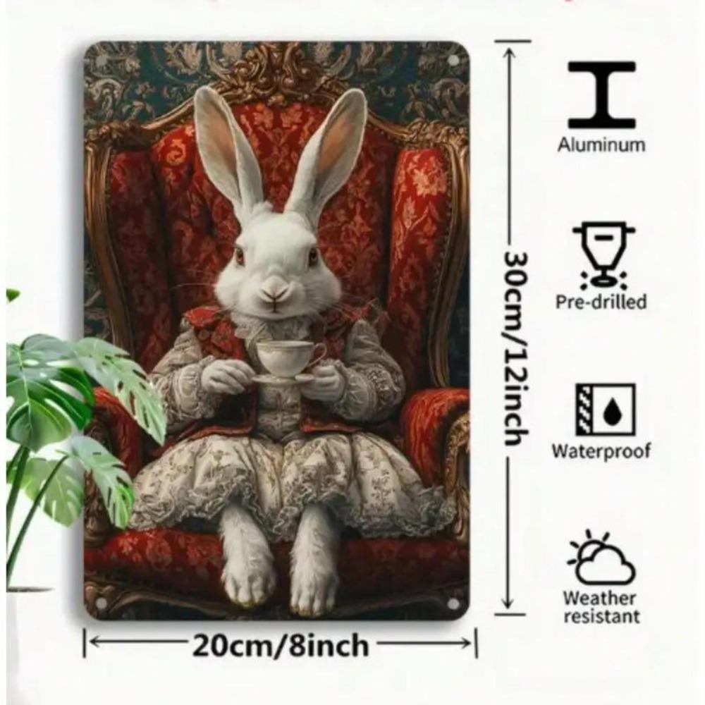 Vintage Victorian Rabbit Tin Wall Art Boho Home Decor Sign