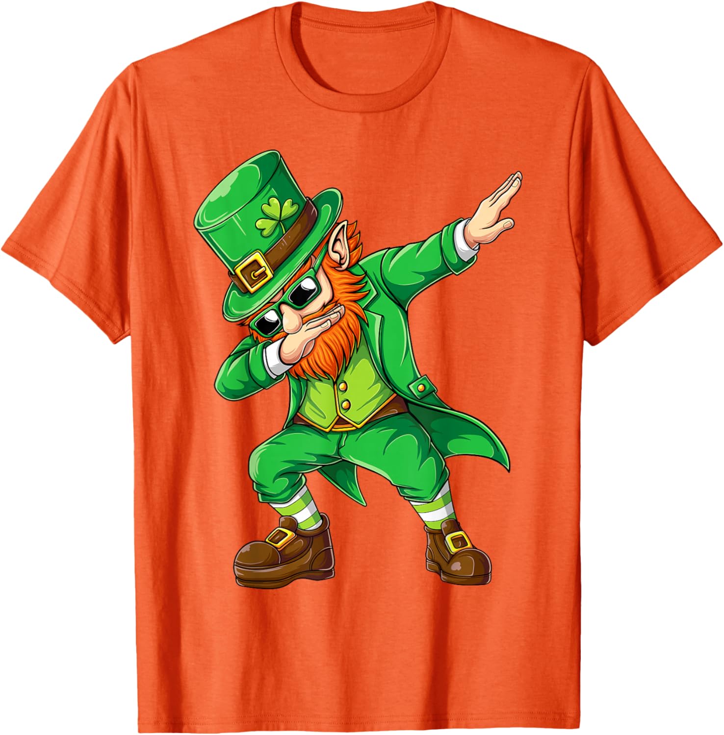 Dabbing Leprechaun St Patricks Day Graphic Tee Breathable Casual Short Sleeve T-Shirt for Men 4XL