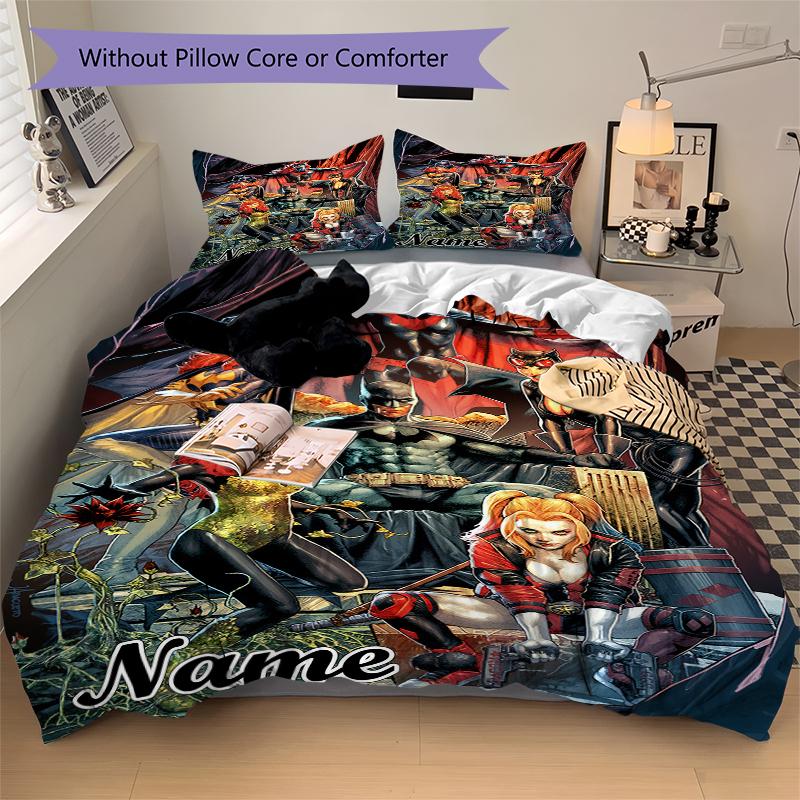 Custom Textile Superhero Compilation Bedding 3 Piece Set HD Print Duvet Cover Pillowcases for Teens Adult Bedroom Decoration