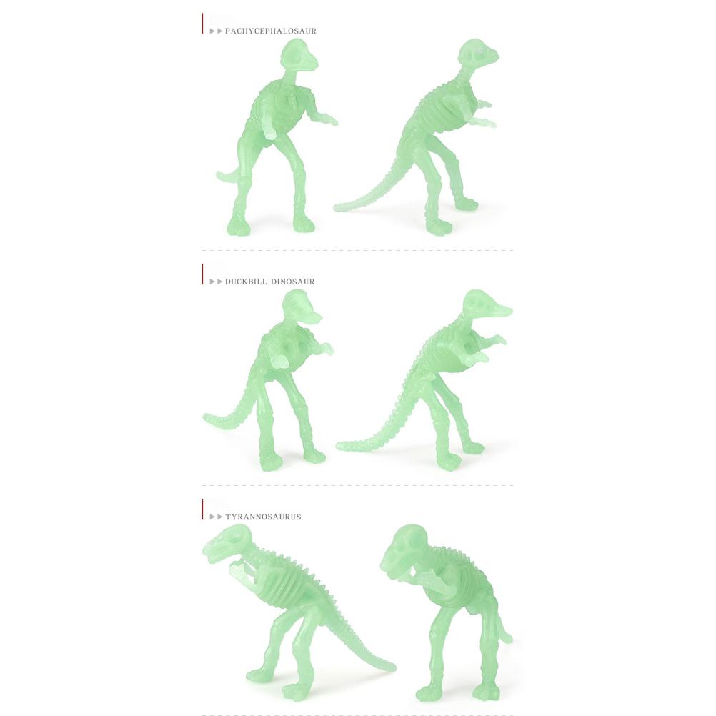 12Pcs Luminous Dinosaur Fossil Skeletons Simulation Tyrannosaurus Rex Brachiosaurus Triceratops