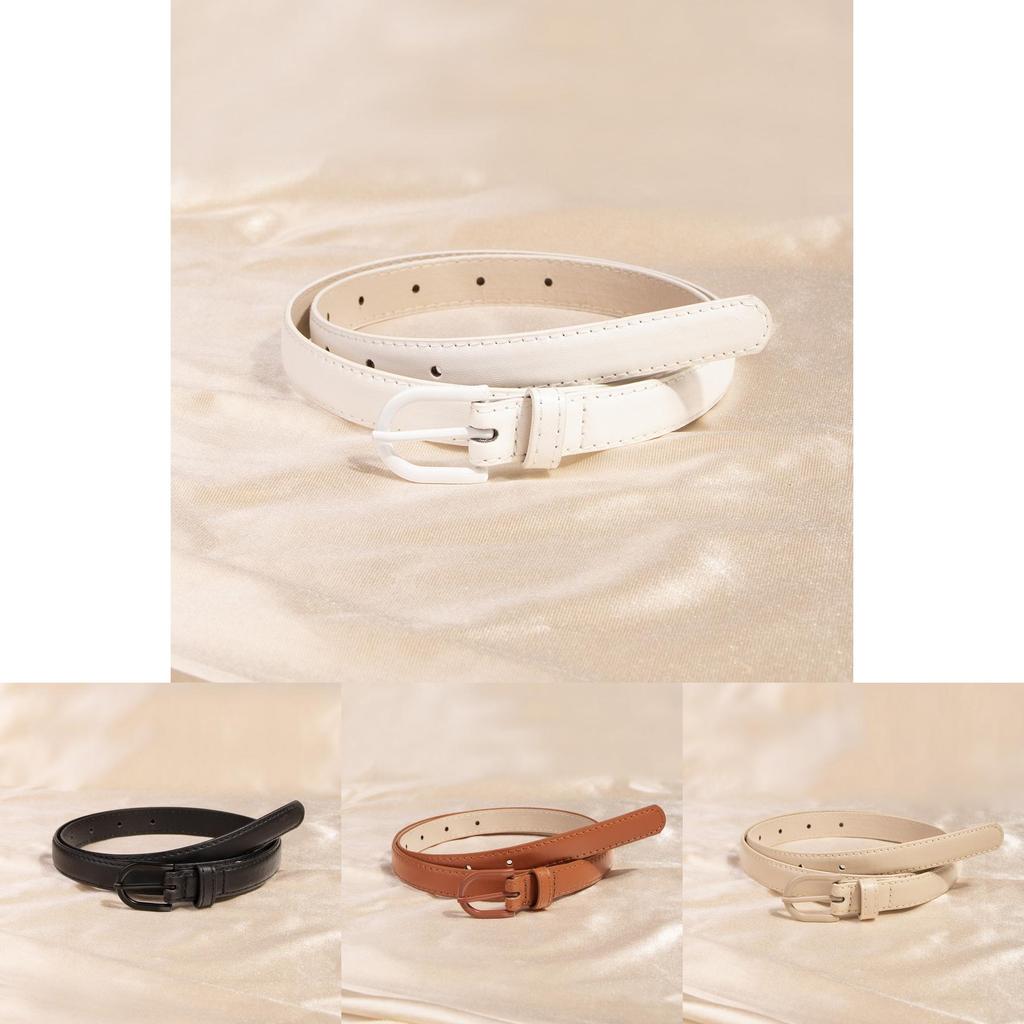 Womens Faux Leather Belt With Geometric Alloy Buckle For Daily Casual Use