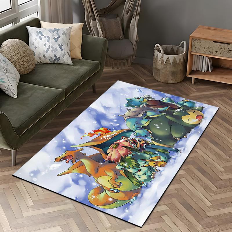 Japanese Anime Pokemon Pikachu Area Rug,Carpet for Home Living Room Bedroom Sofa Doormat Kitchen Decor,Non-slip Floor Mat