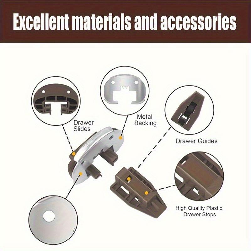 2sets Drawer Compatible With Rite-Trak II Model Commercial Style With Metal Backing And Drawer Stop Roller For Dresser, Cupboard, Nightstand Drawer