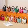 H-Family Mini Veggie Basket Bag Charm: High-End Leather Keychain & Cute Earphone Holder