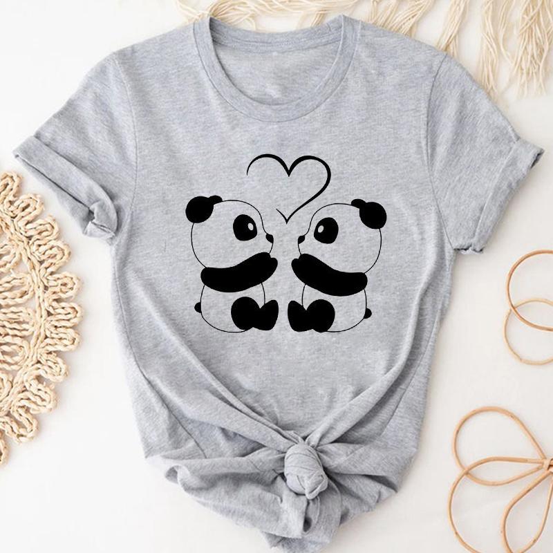 Tee Top Fashion Tshirt Clothing Casual Sweet Love Panda Spring Short Sleeve Women Print Summer Lady Female Graphic T-shirt