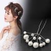 Metal Bridal Hairpin U-shaped Rhinestone Hair Clip Elegant Crystal Flower Hair Fork  Wedding
