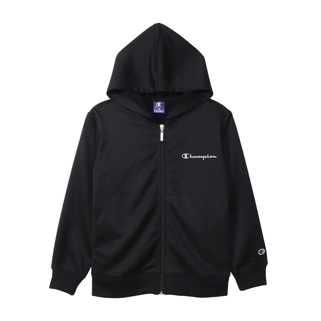 Champion Long Sleeve Fleece Hooded Sweatshirt with Script Basic Sports Kids' Logo, Black, CK-AS103,