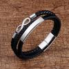Stainless Steel Leather Bracelet Infinity Logo Special Popular Pattern Men's Bracelet DIY  Valentine's Day Handsome Gift