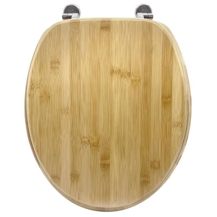 Abattant pour wc en bambou charnières métal