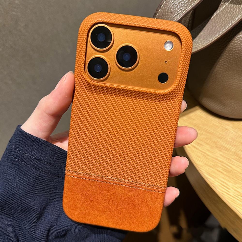 

Original Splice Fabric Leather Case For iPhone 17 Air 16 15 14 Plus 13 12 Pro Max Frameless Matte Shockproof Armor Cover iPhone 12
