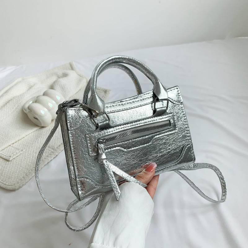 Fashion pearlescent handbag women's 2025 new Korean version trend casual small square bag PU wholesale shoulder messenger bag