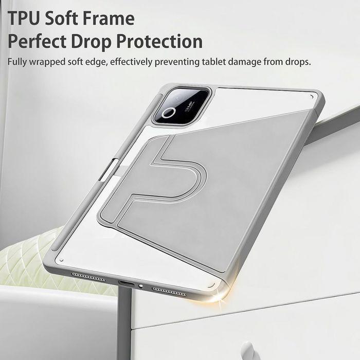 Coque pour Xiaomi Pad 8 /8 Pro/7/7 Pro/9, Etui Rotatif 360° avec Porte-Stylet - Gris