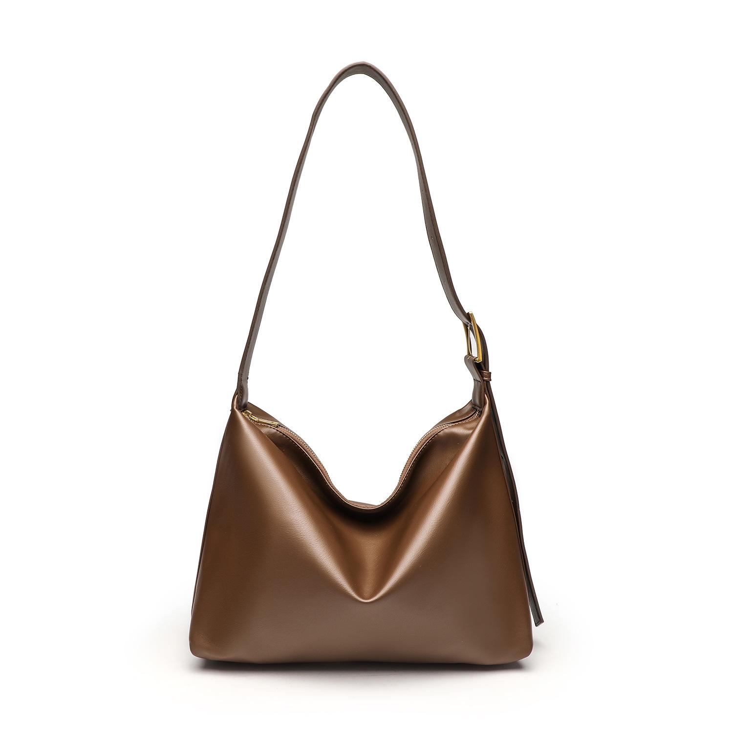 

2024 Мягкая Минималистичная Кожаная Сумка-Тоут на Одно Плечо для Женщин - Большая Вместимость 35cm Length x 16.5cm Width x 25cm Height