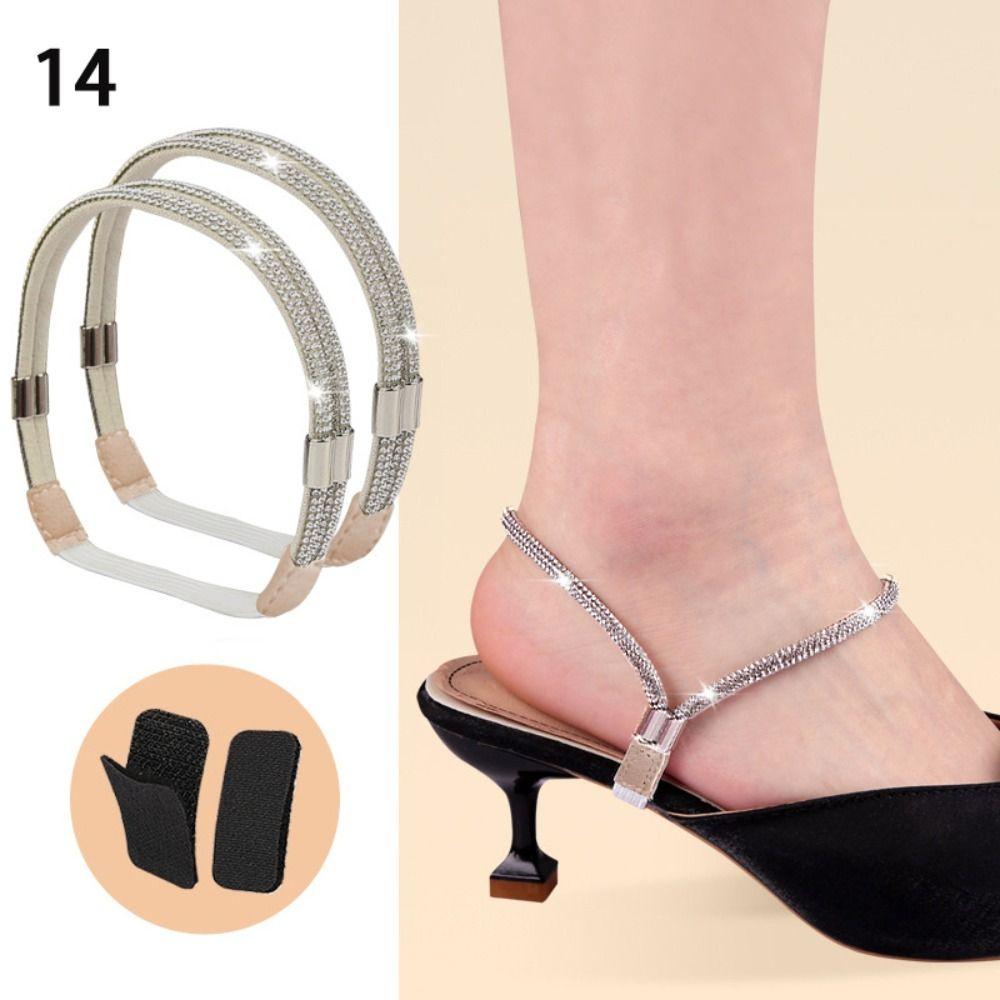 New Women Shoeslaces for High Heels Shoes Decorations Buckle Lazy Shoelaces Elastic Band Anti Falling Heel Non-Slip Belt Strap