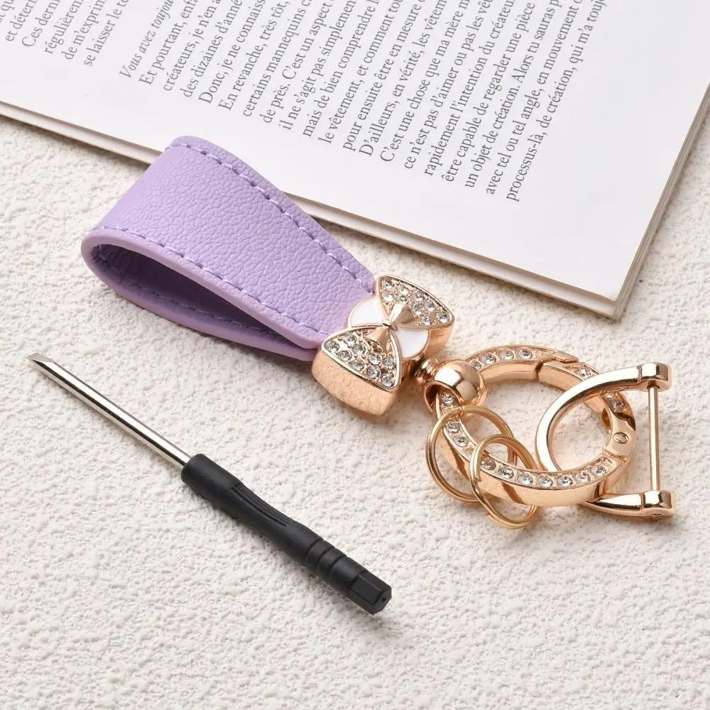Key Holder Luxury Genuine Leather Keychain Matte Buckle Keys Organizer Car Key Pendant Bag Charms Ladies Bag Fashion Decoration