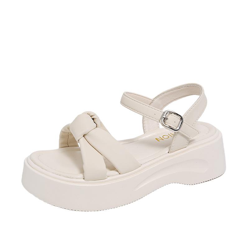 

Fairy wind platform bond beach sandals female 2025 summer Korean version new sponge cake beach roman sandals female 35