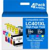 LC401XL Ink Cartridges for Brother Printer High Yield Replacement for Brother LC401 XL Ink Cartridges Work with MFC-J1010DW MFC-J1012DW MFC-J1170DW