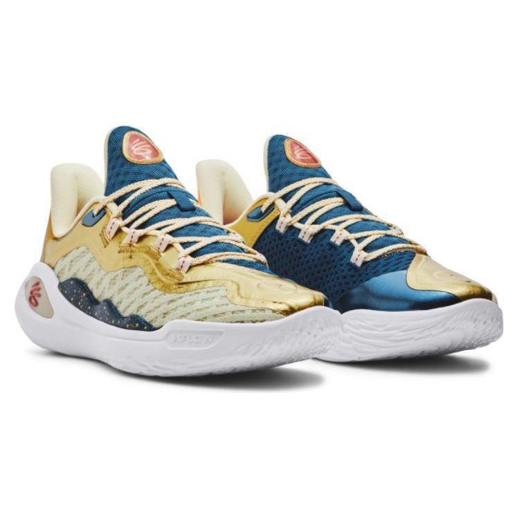 Under Armour Curry 11 Men's Basketball Shoes Lemon Ice Metallic Gold Red 3026617