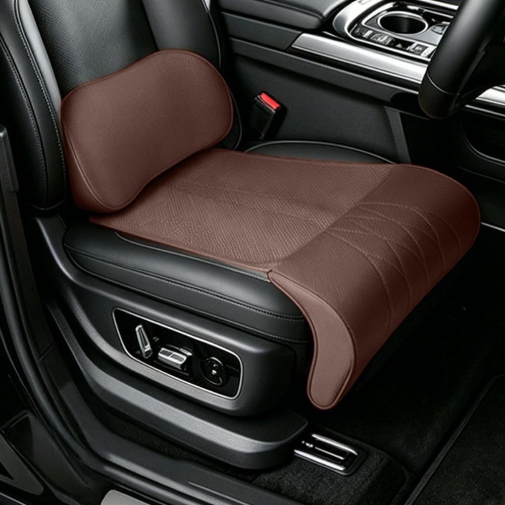 Leather Integrated Lumbar Leg Support Mat Memory Foam Extended Seat Cushion  Vehicle Universal