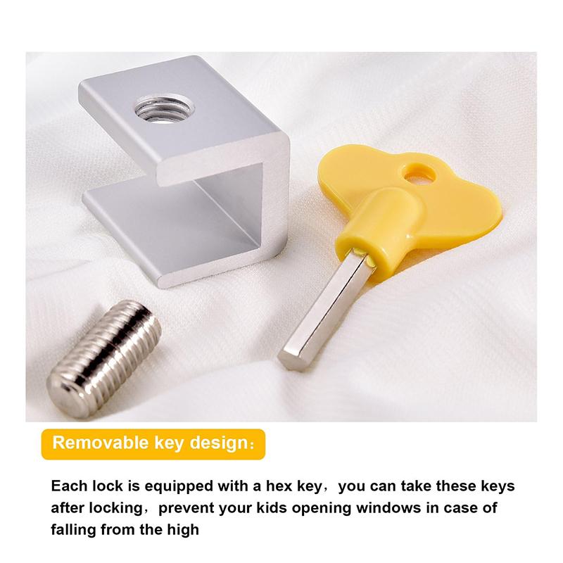 1/4pcs Door Window Lock Stopper Adjustable Security Window Door Lock with Key Wrench Door Frame Security Lock Children Guards