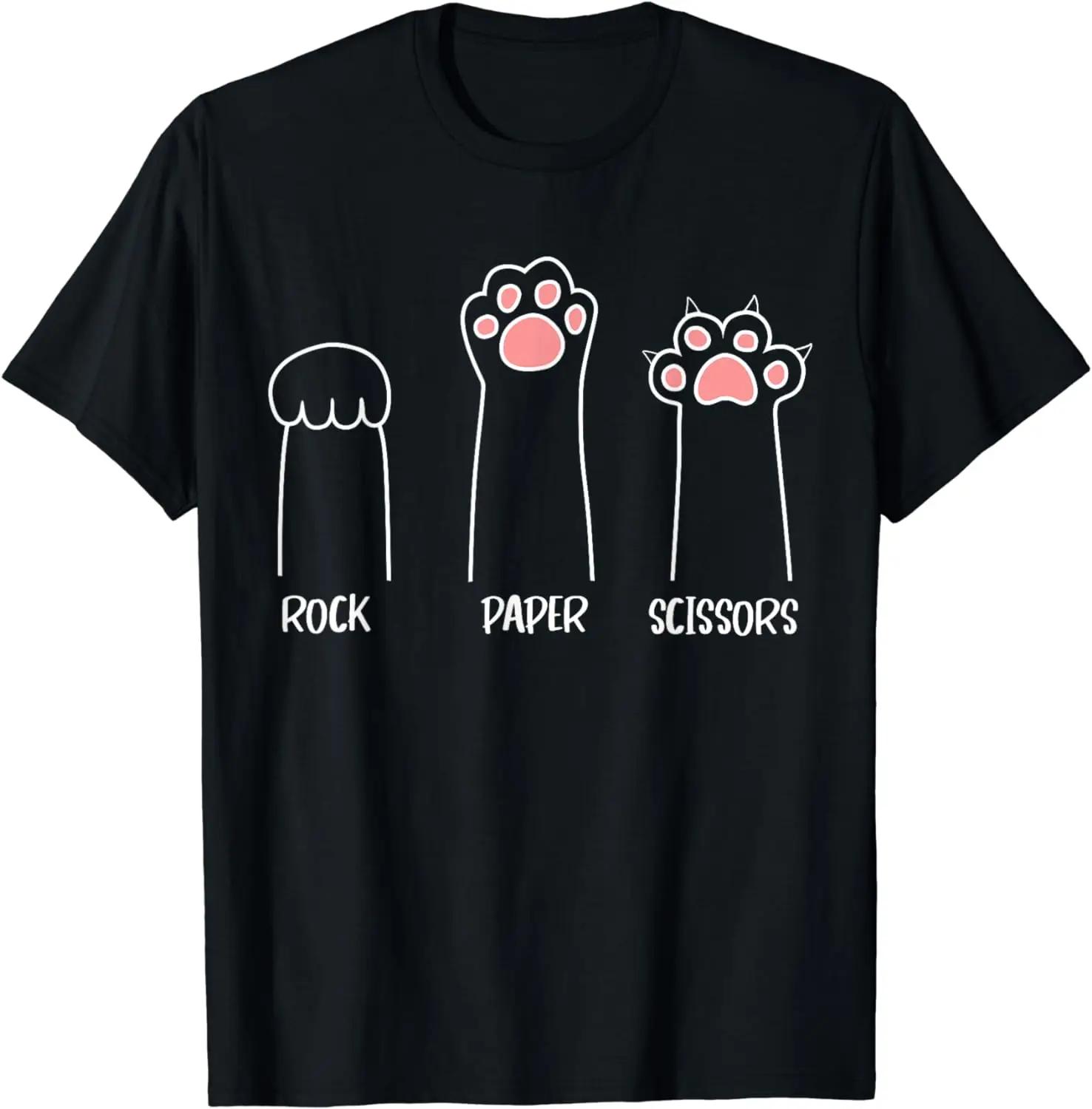 2025 new model Rock Paper Scissors Hand Game Cute Paw Funny T-Shirt Men men Clothing Streetwear Camisetas S